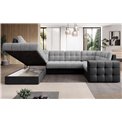 U-shaped sofa Elewett L, sleeping function, Monolith 84, Monolith 97, velvet, grey, H82x299x198cm