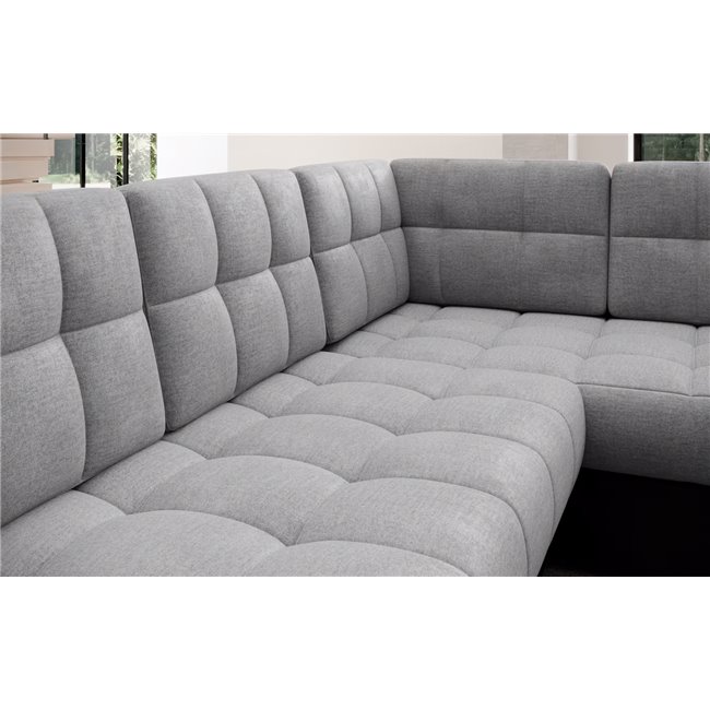 U-shaped sofa Elewett L, sleeping function, Monolith 84, Monolith 97, velvet, grey, H82x299x198cm