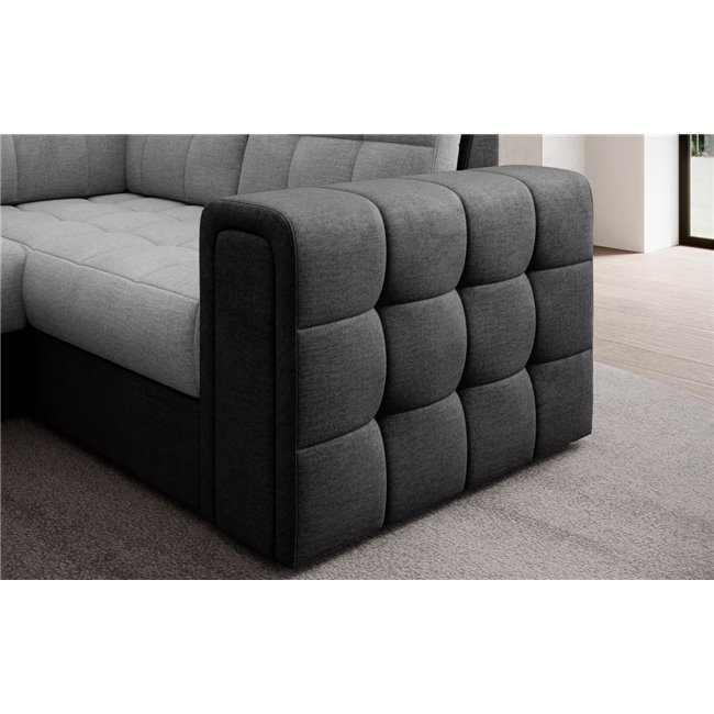 U-shaped sofa Elewett L, sleeping function, Monolith 84, Monolith 97, velvet, grey, H82x299x198cm