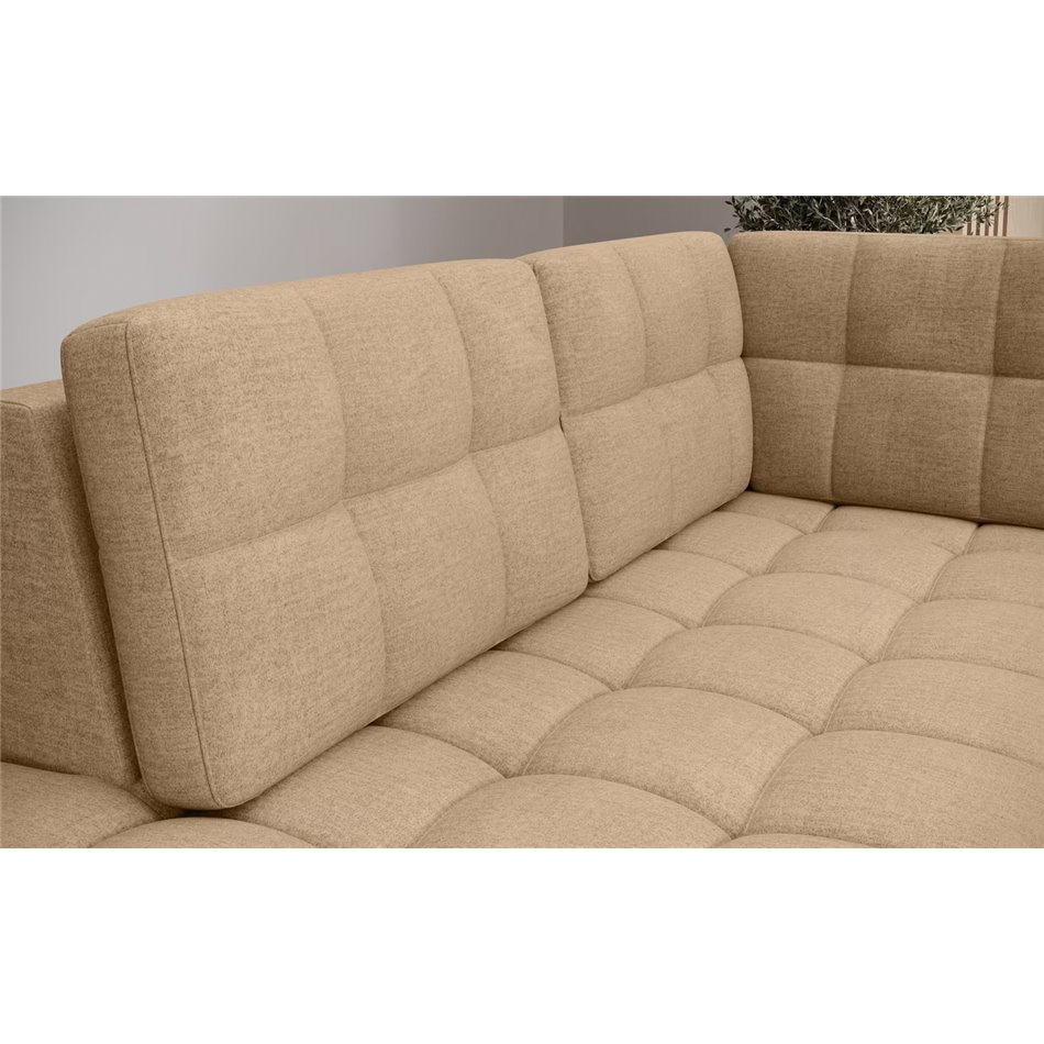 U-shaped sofa Elewett L, sleeping function, Monolith 09, velvet, light brown, H82x299x198cm