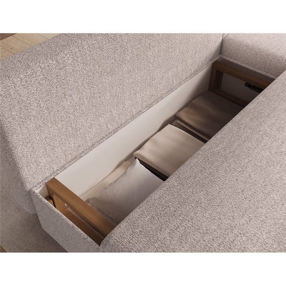 Corner sofa Elgino L/R Reversible, sleeping function, Jarell 18, corduroy, beige, H90x201x143cm