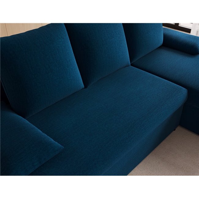Corner sofa Elgino L/R Reversible, sleeping function, Nube 40, velvet, dark blue, H90x201x143cm