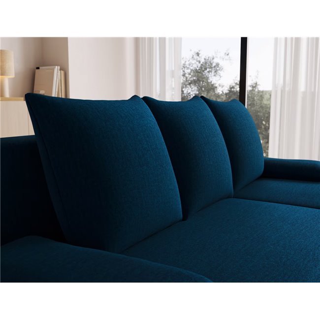 Corner sofa Elgino L/R Reversible, sleeping function, Nube 40, velvet, dark blue, H90x201x143cm