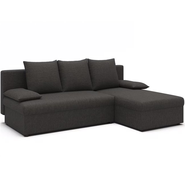 Corner sofa Elgino L/R Reversible, sleeping function, Sawana 05, dark grey, H90x201x143cm