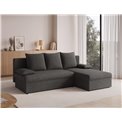 Corner sofa Elgino L/R Reversible, sleeping function, Sawana 05, dark grey, H90x201x143cm