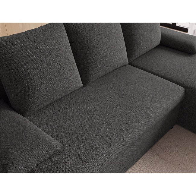 Corner sofa Elgino L/R Reversible, sleeping function, Sawana 05, dark grey, H90x201x143cm