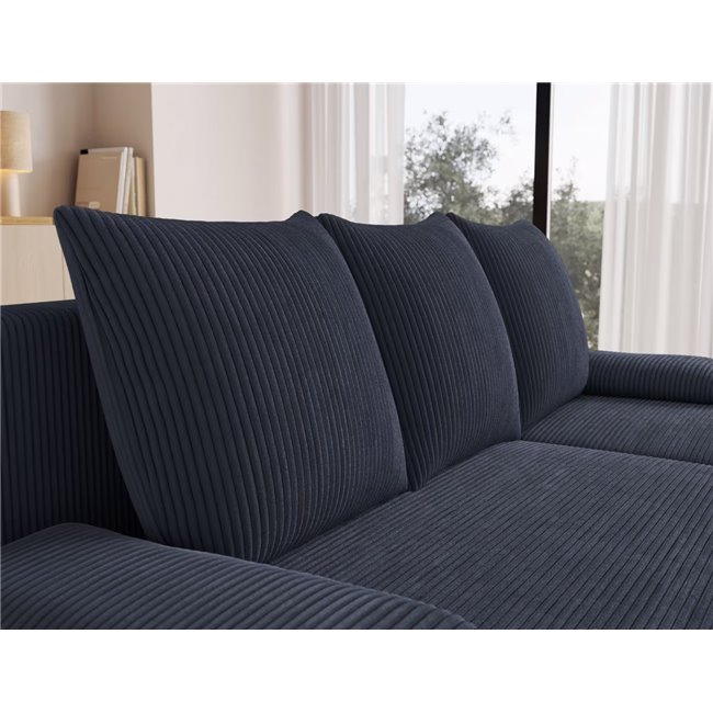 Corner sofa Elgino L/R Reversible, sleeping function, Jarell 06, corduroy, dark grey, H90x201x143cm