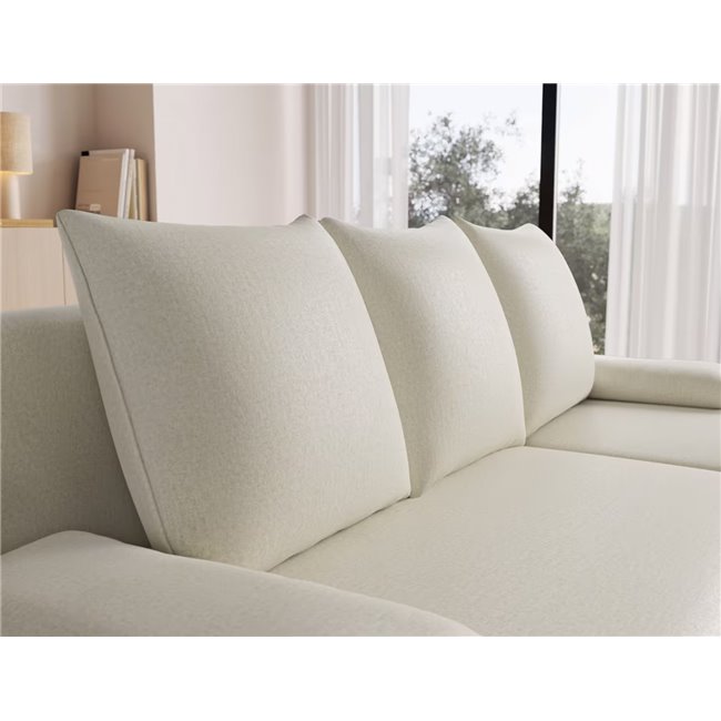 Corner sofa Elgino L/R Reversible, sleeping function, Monolith 04, velvet, beige, H90x201x143cm