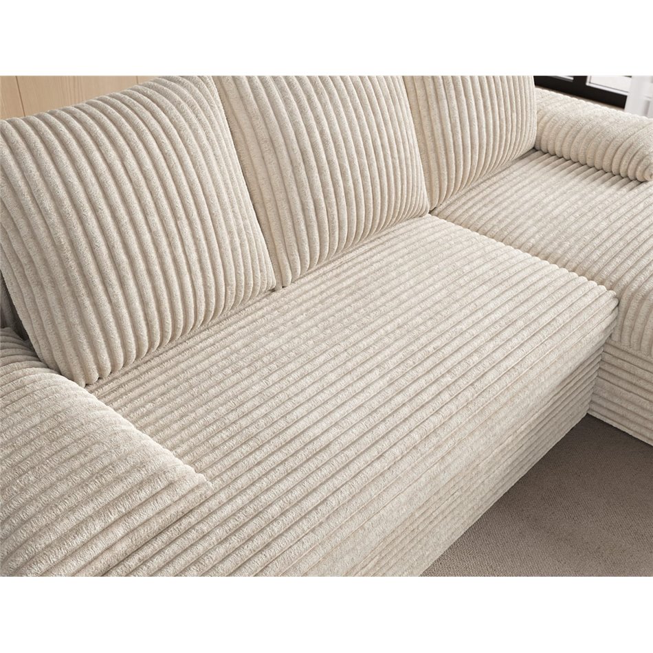 Corner sofa Elgino L/R Reversible, sleeping function, Modullo 18, beige, H90x201x143cm