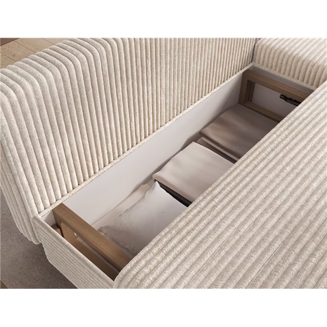 Corner sofa Elgino L/R Reversible, sleeping function, Modullo 18, beige, H90x201x143cm