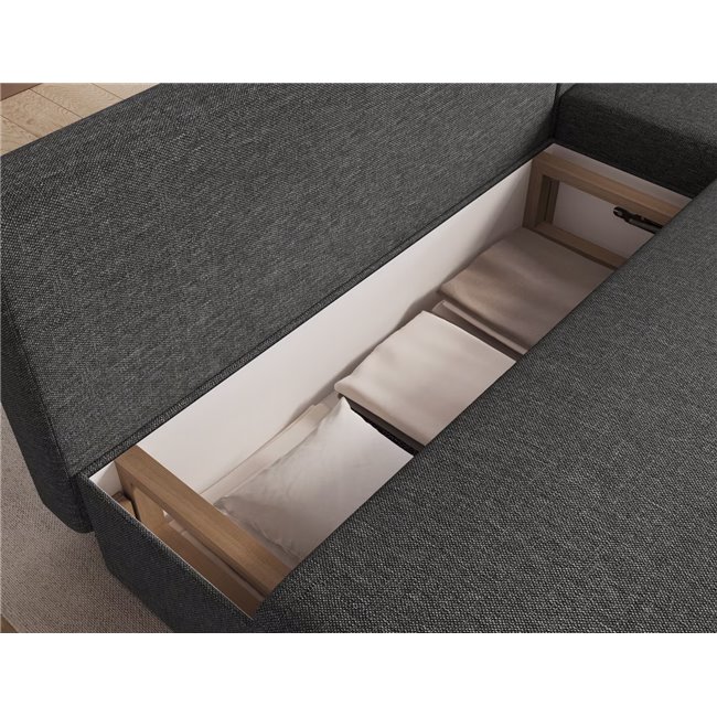 Corner sofa Elgino L/R Reversible, sleeping function, Sawana 21, grey, H90x201x143cm