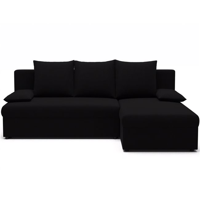 Corner sofa Elgino L/R Reversible, sleeping function, Sawana 14, black, H90x201x143cm
