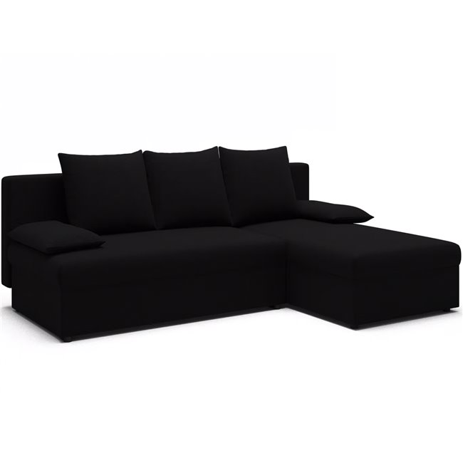 Corner sofa Elgino L/R Reversible, sleeping function, Sawana 14, black, H90x201x143cm