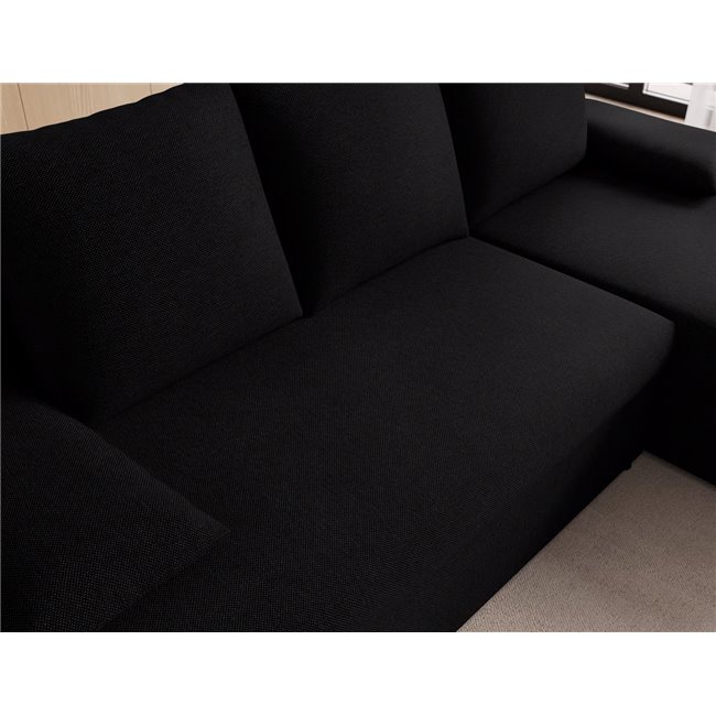 Corner sofa Elgino L/R Reversible, sleeping function, Sawana 14, black, H90x201x143cm