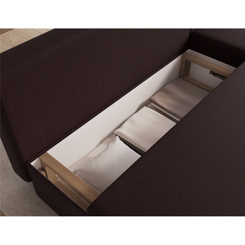 Corner sofa Elgino L/R Reversible, sleeping function, Sawana 26, brown, H90x201x143cm