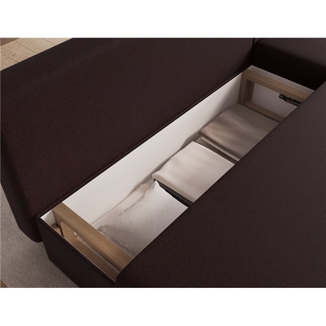 Corner sofa Elgino L/R Reversible, sleeping function, Sawana 26, brown, H90x201x143cm