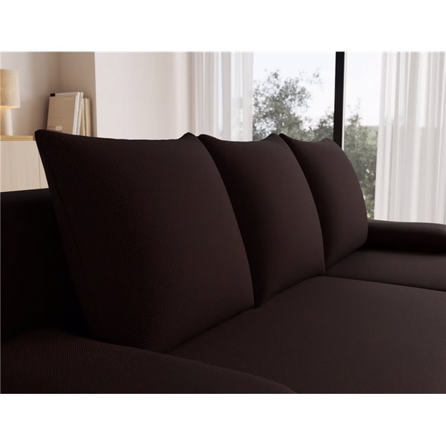Corner sofa Elgino L/R Reversible, sleeping function, Sawana 26, brown, H90x201x143cm