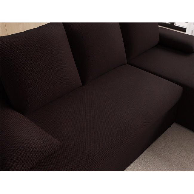 Corner sofa Elgino L/R Reversible, sleeping function, Sawana 26, brown, H90x201x143cm
