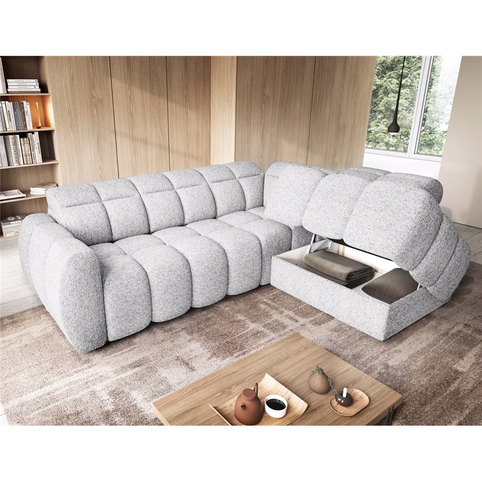 Corner sofa Elfalconn R, electrically extendable, Coralline 01, grey, H107x258x208cm