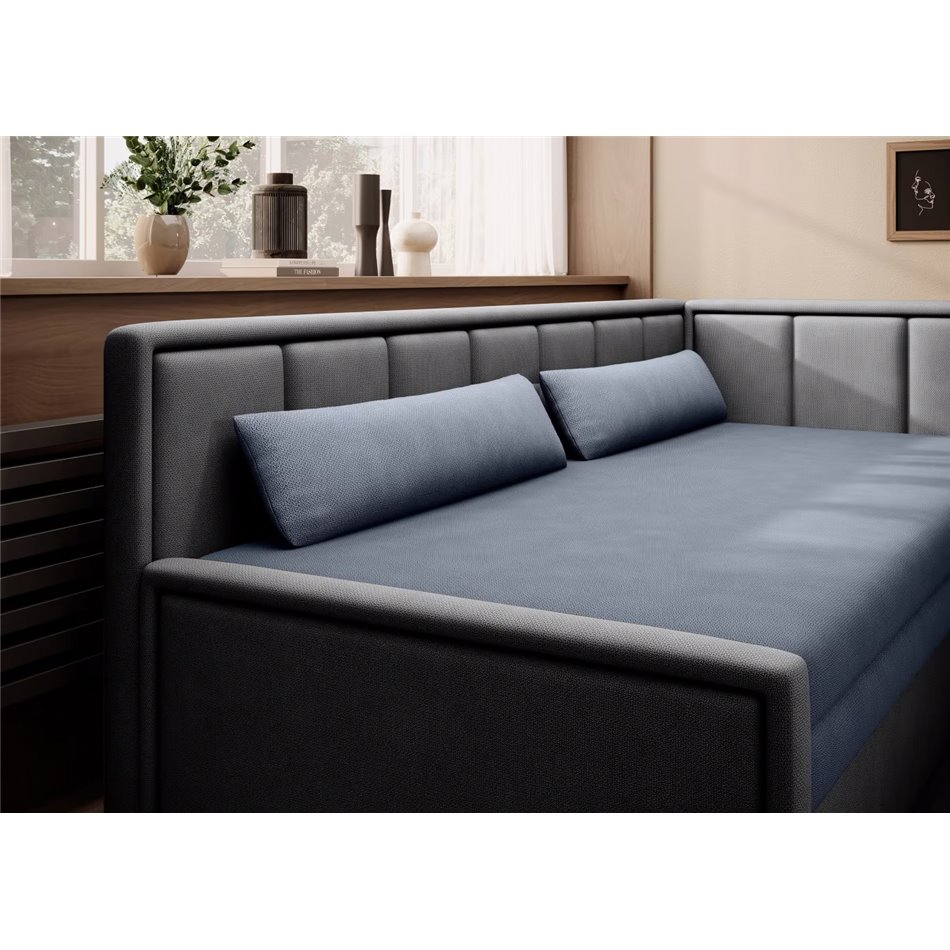 Sofa bed Elfulgeo R, sleeping function, Poco 40, Poco 04, dark blue, H77x214x82cm