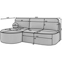 Corner sofa Elivosa L, sleeping function, Calmora 04, grey, H93x220x144cm