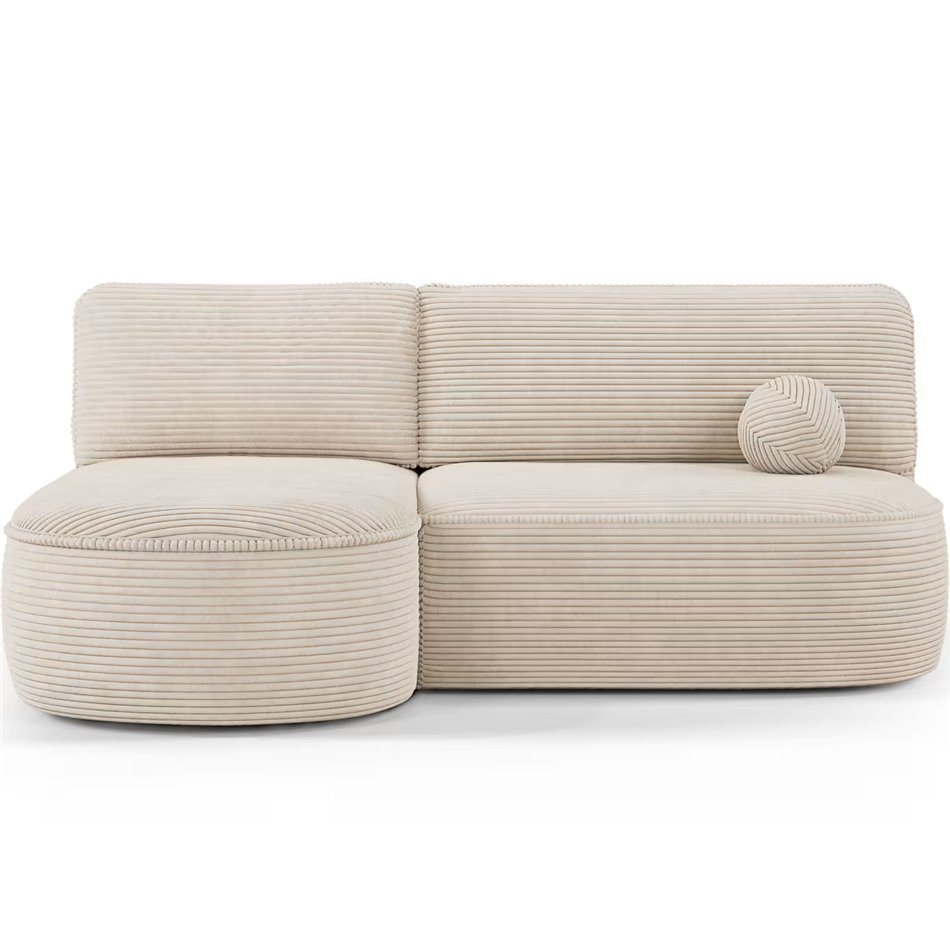Corner sofa Elivosa L, sleeping function, Jarell 18, corduroy, beige, H93x220x144cm