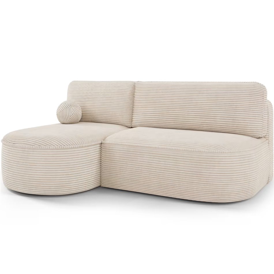 Corner sofa Elivosa L, sleeping function, Jarell 18, corduroy, beige, H93x220x144cm