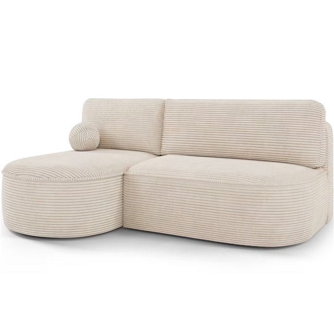 Corner sofa Elivosa L, sleeping function, Jarell 18, corduroy, beige, H93x220x144cm