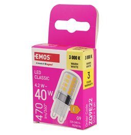 LED lemputė šiltai balta, G9 4W, 470lm, 3000K, H6x2x5cm
