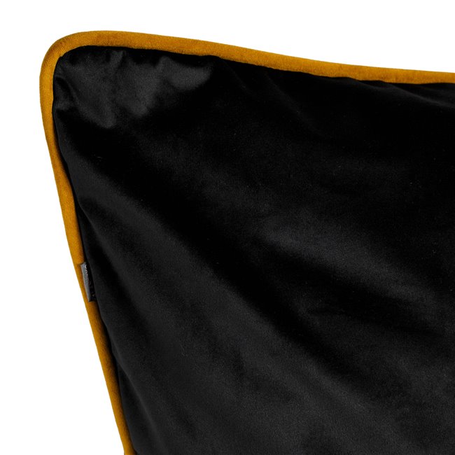 Decorative pillowcase Riviera, black, with mustard color trim, 60x60cm