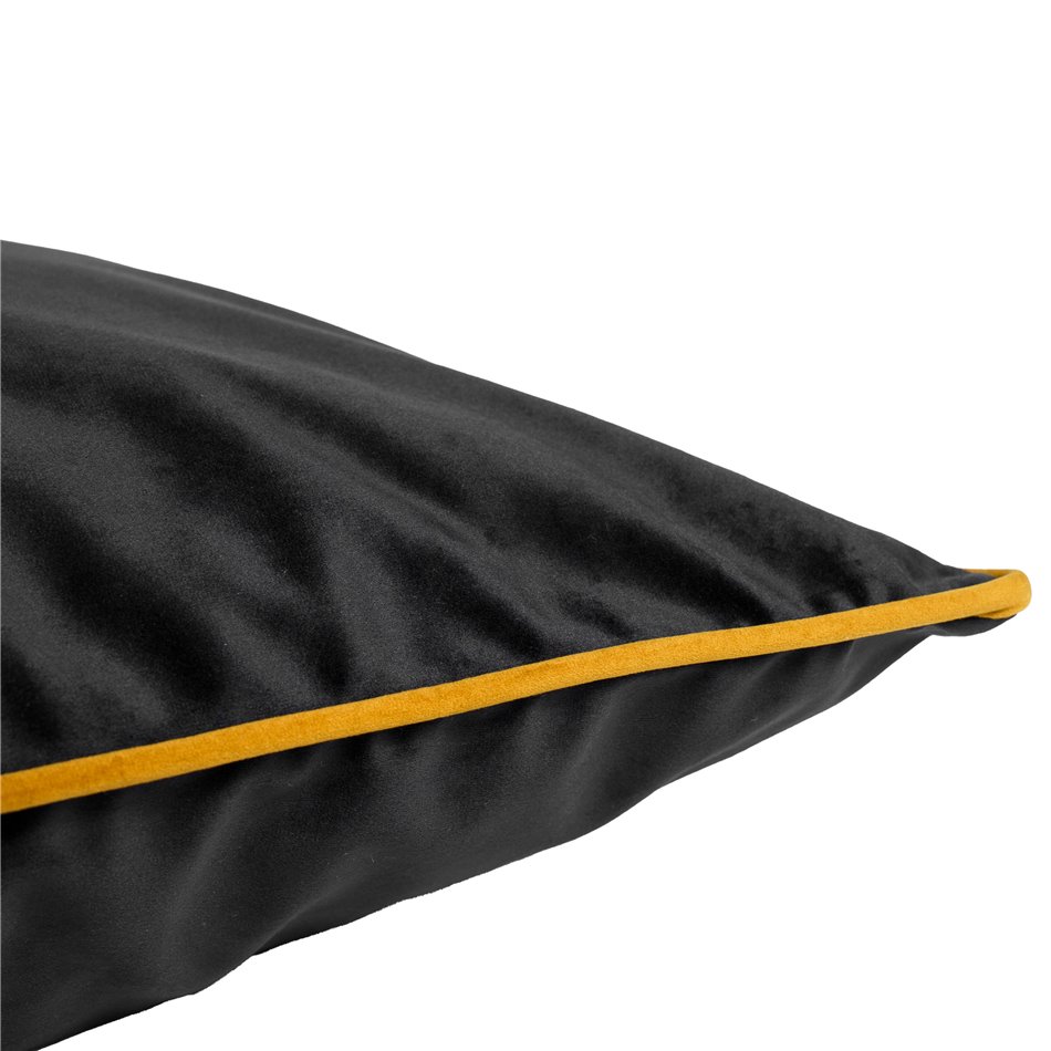 Decorative pillowcase Riviera, black, with mustard color trim, 60x60cm