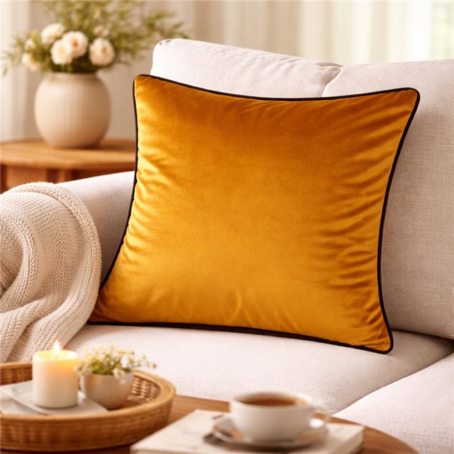 Decorative pillowcase Riviera, mustard color, with black trim, 60x60cm