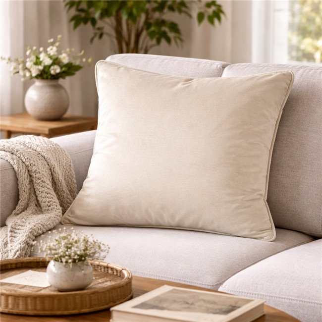 Decorative pillowcase Monolith, cream color, with trim, 45x45cm