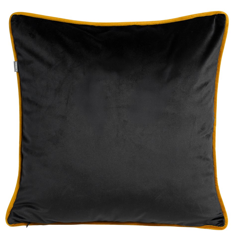 Decorative pillowcase Riviera, black, with mustard color trim, 45x45cm