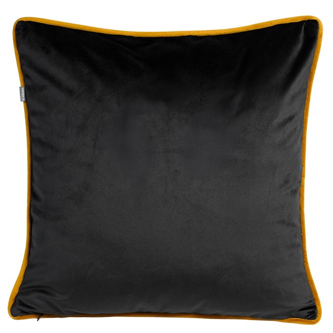 Decorative pillowcase Riviera, black, with mustard color trim, 45x45cm