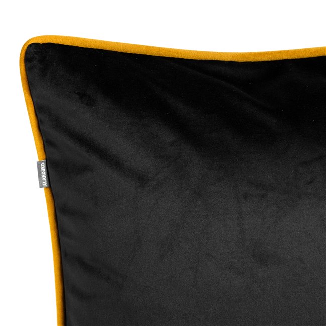 Decorative pillowcase Riviera, black, with mustard color trim, 45x45cm