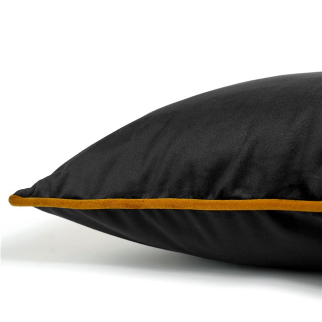 Decorative pillowcase Riviera, black, with mustard color trim, 45x45cm