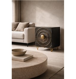 Side table Bailey ST L, mango wood/MDF/metal, 45x40cm H55cm