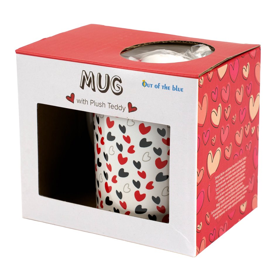 Mug Little hearts and plush Teddy, 380ml, H10cm, D8cm