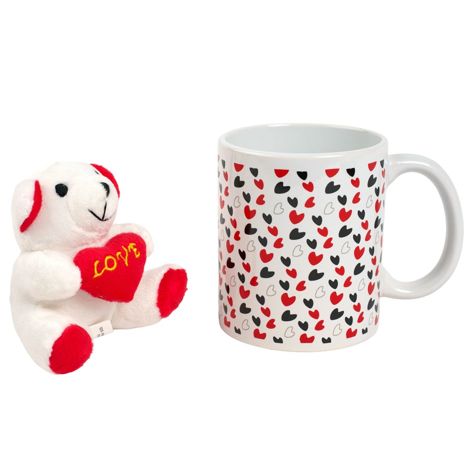 Mug Little hearts and plush Teddy, 380ml, H10cm, D8cm