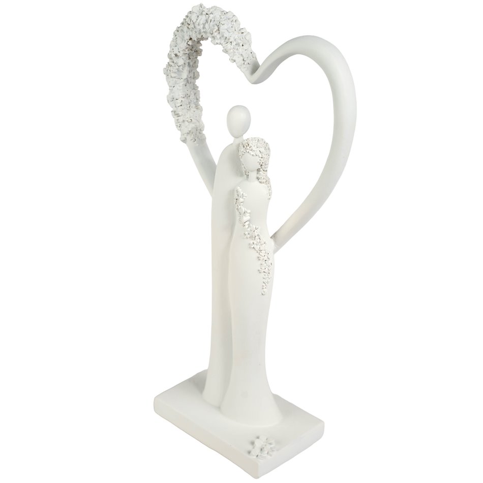 Deco figurine Flower Heart, white, H30x7x15.5cm