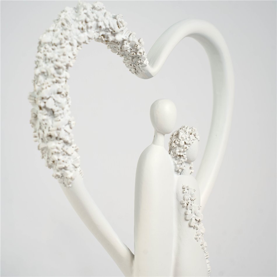 Deco figurine Flower Heart, white, H30x7x15.5cm