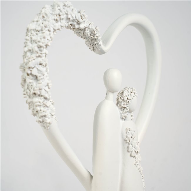 Deco figurine Flower Heart, white, H30x7x15.5cm