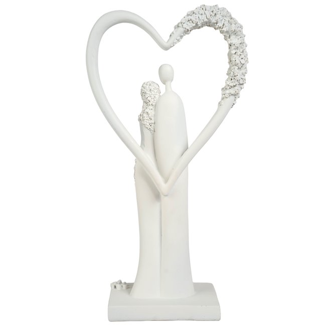 Deco figurine Flower Heart, white, H30x7x15.5cm