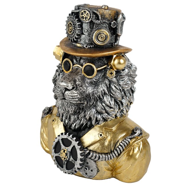Декоративная фигурка Steampunk Lion, серебристый/золотой цвет, H20.5x11.5x16cm