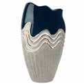 Vase Wavy L, blue/silver color, ceramics, H39x11x22.5cm