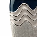 Vase Wavy L, blue/silver color, ceramics, H39x11x22.5cm