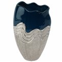 Vase Wavy, blue/silver color, ceramics, H29x8x17cm