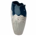 Vase Wavy, blue/silver color, ceramics, H29x8x17cm