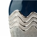 Vase Wavy, blue/silver color, ceramics, H29x8x17cm